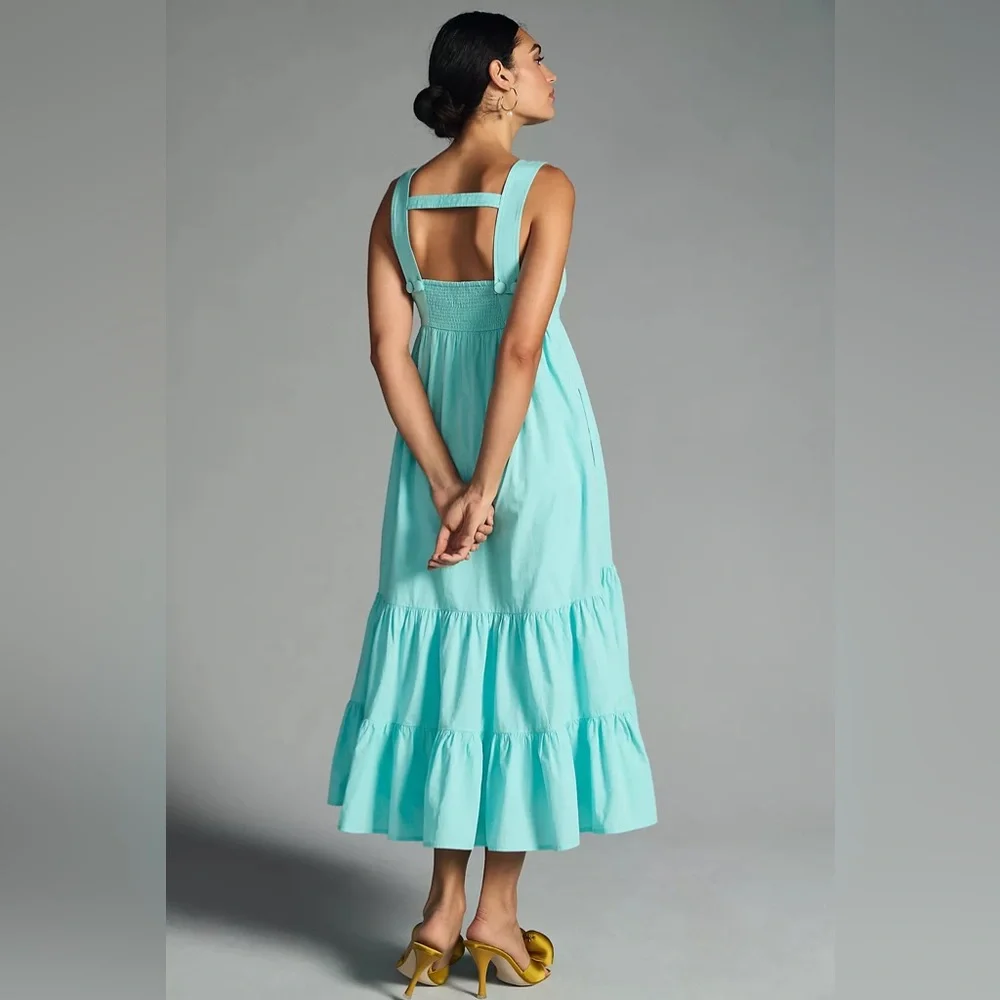 Anthropologie Blue Sleeveless Square Neck Sundress - Picture 2 of 6